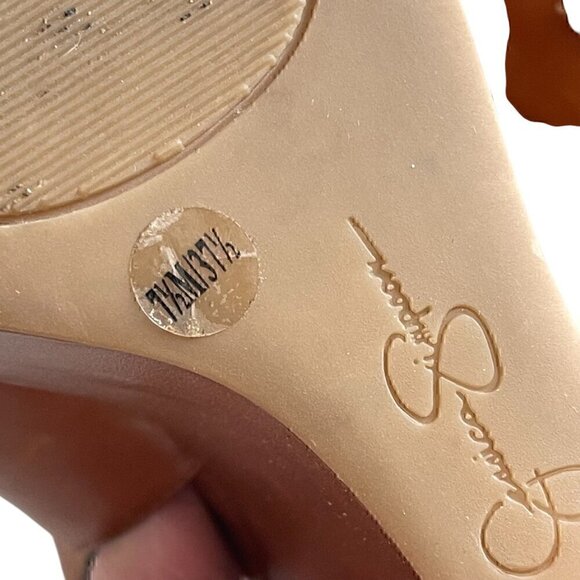 Jessica Simpson Brown Leather Buckle Wedge Platform Sandals Size 7.5 - Picture 7 of 10